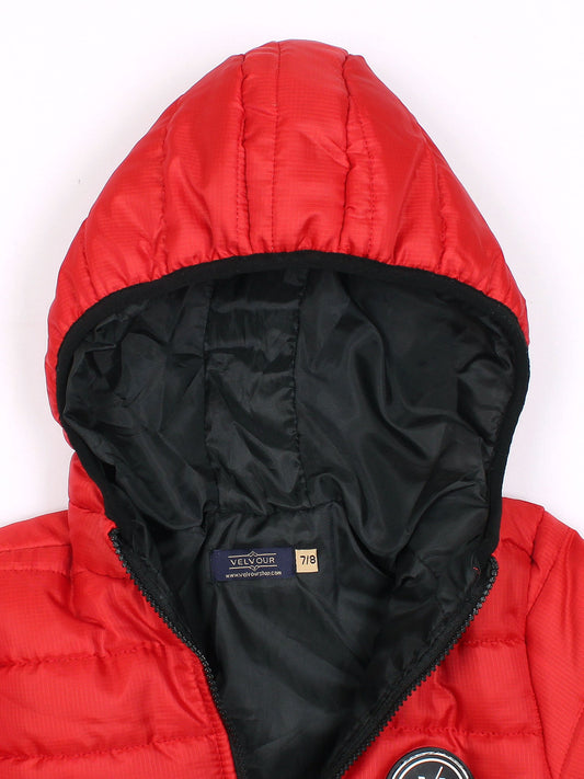 Velvour Polyester Full Sleeves Hooded Puffer Jacket-VJ66-B