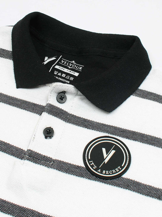 Velvour Boys Pique Tipping Collar Polo Shirt-VP11-O