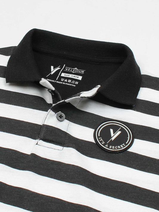 Velvour Boys Pique Tipping Collar Polo Shirt-VP11-N
