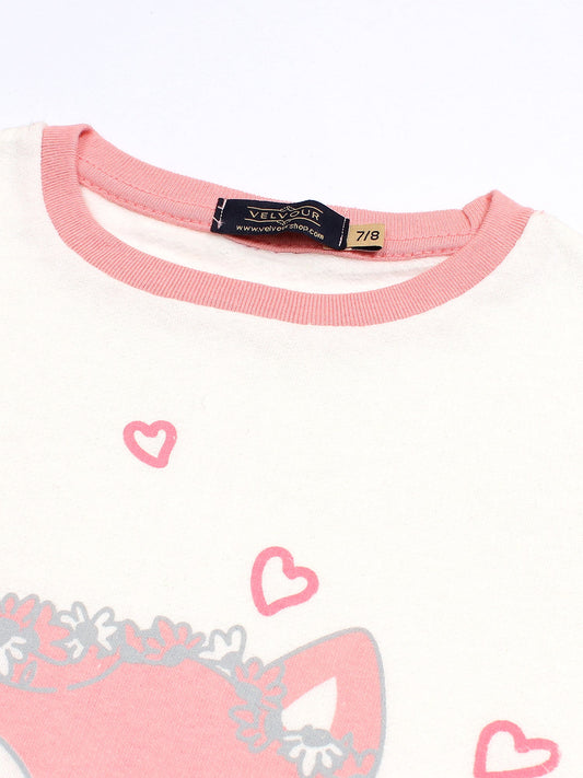 Velvour Girls Fleece Round Neck Tracksuit-VWTG 01-A