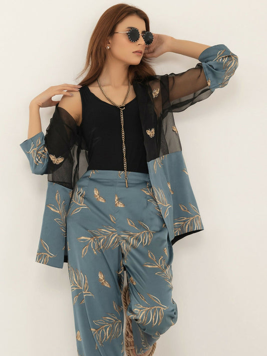 Shiza Hassan SH West Blended Silk Printed Co-Ord Set-Ciel