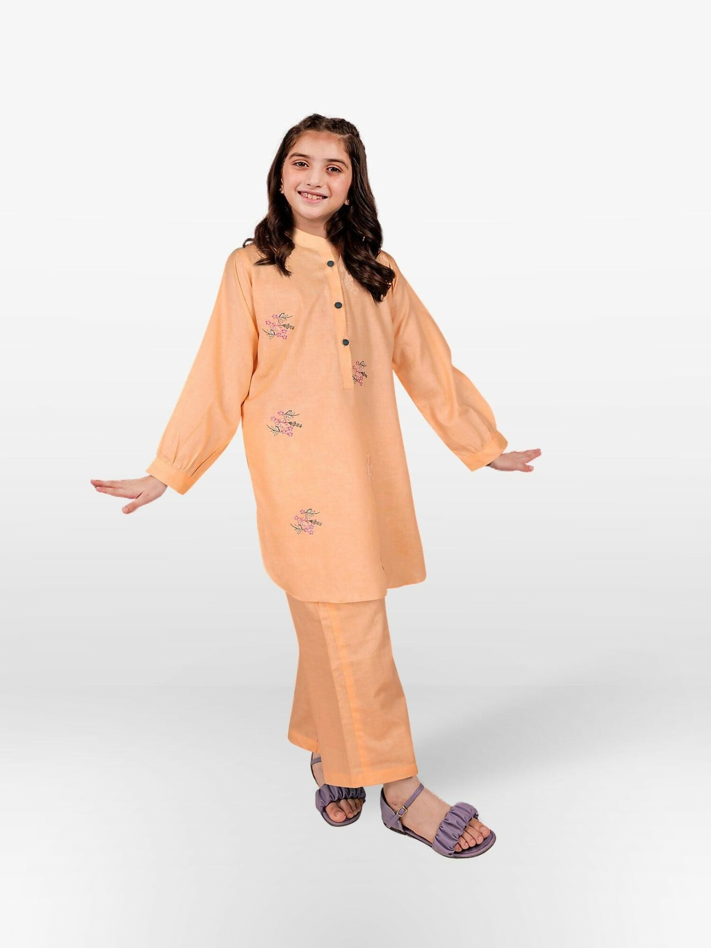 Stitched Top and Capri set in wrinkle-free, matte premium fabric with full sleeves and a designer look, ideal for summer.