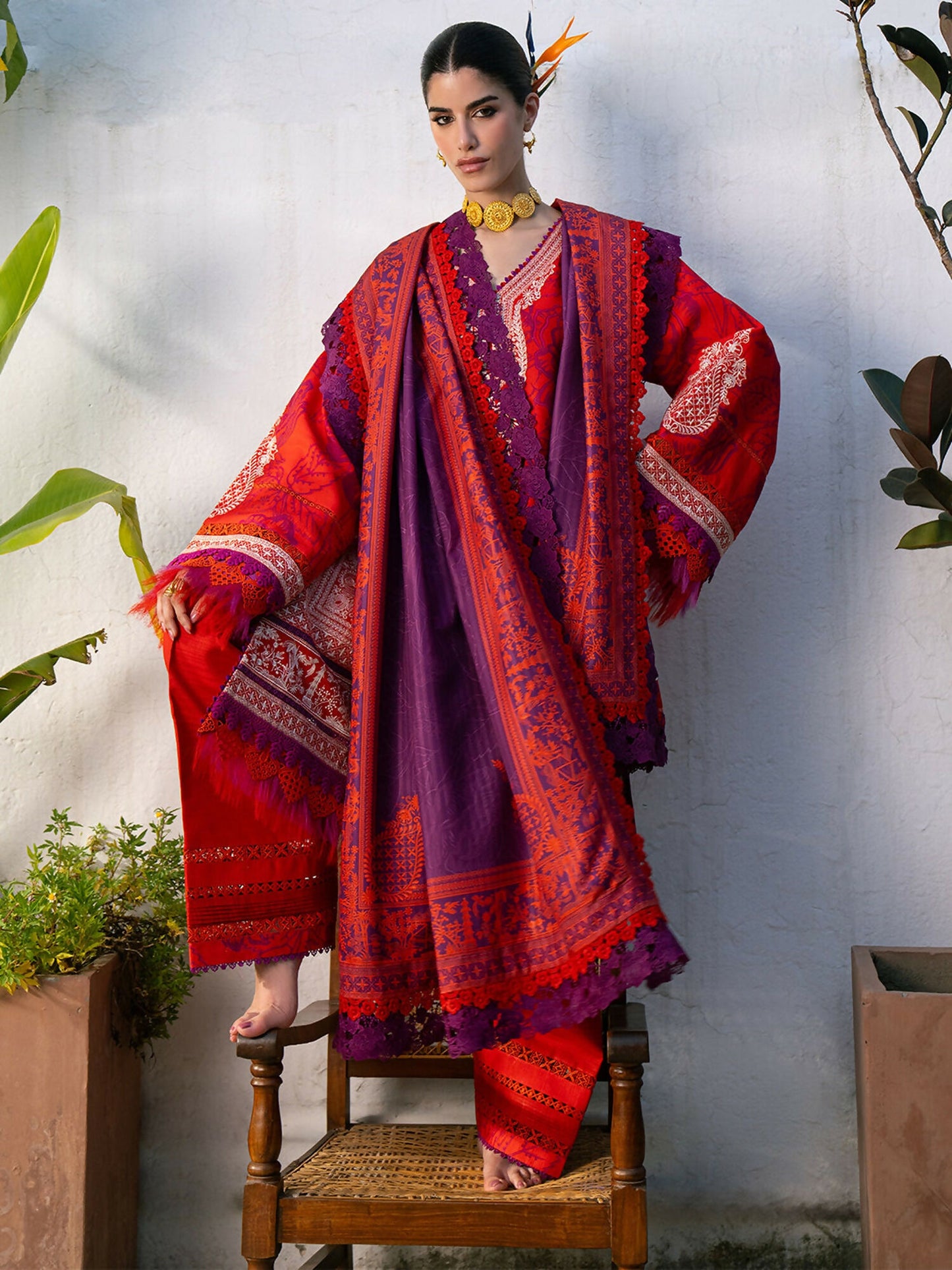 Binilyas Gulrukh Khaddar Embroidered Unstitched 3-Piece Suit-65-B