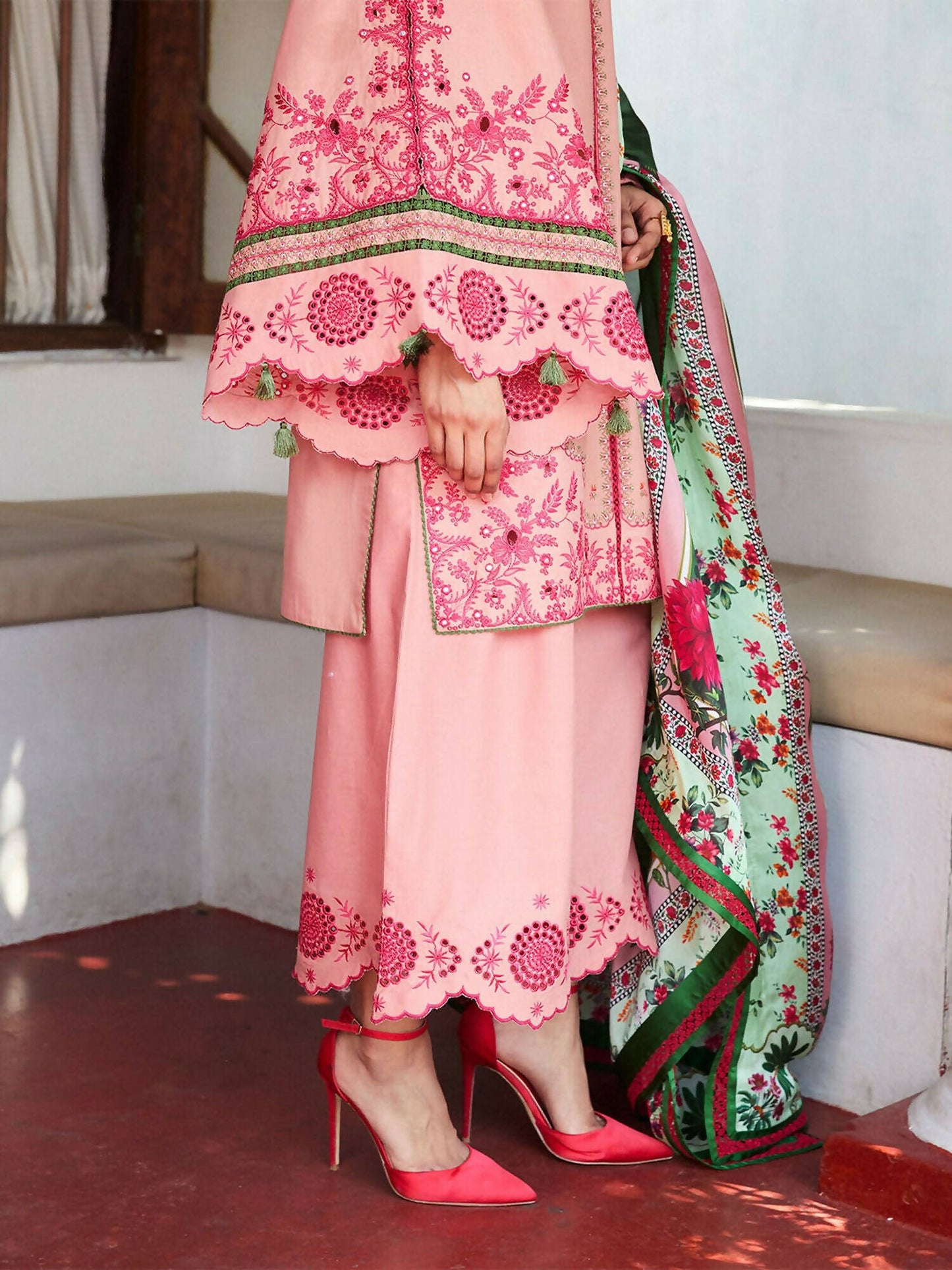 Jugnu by Hussain Rehar SS'25 Cotton Embroidered Unstitched 3-Piece Suit-Ravi