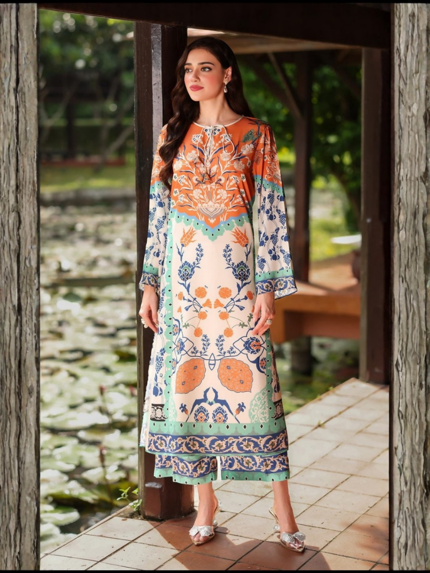 Tehzeeb Libas Silky Lawn Embroidered Stitched 2-Piece Suit-DESIRE DIGITAL