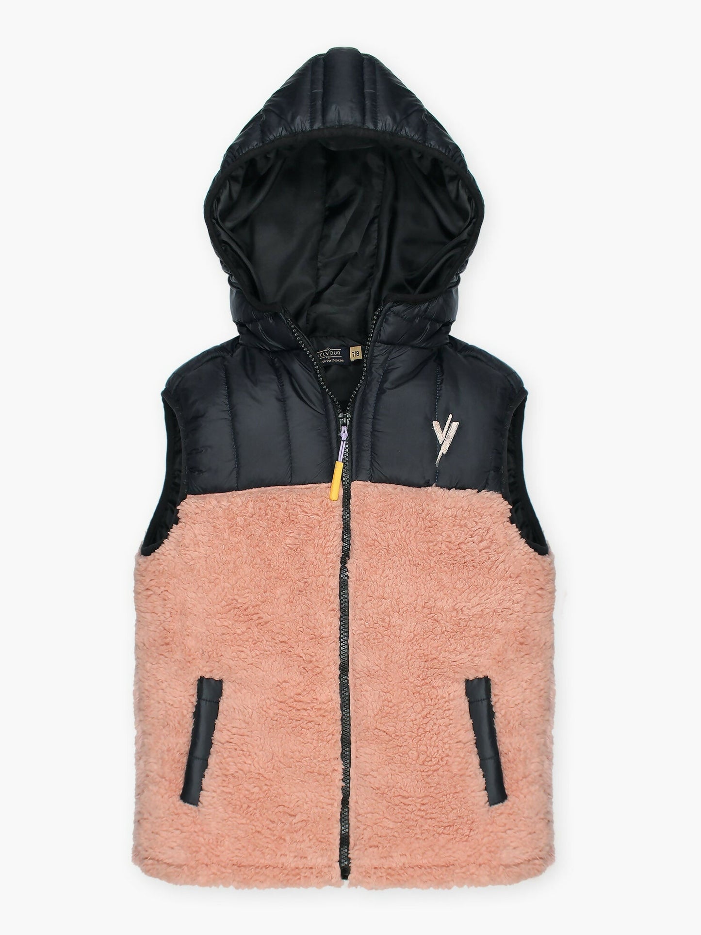 pink and black Velvour Puffer Jacket-VJ42-C