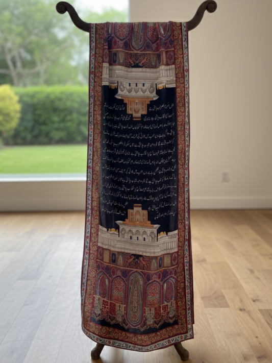 Scarves By Madiha Silk Calligrahy Stole