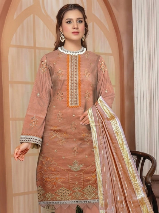 Bin Shaukat Lawn Embroidered Unstitched 3-Piece Suit-08