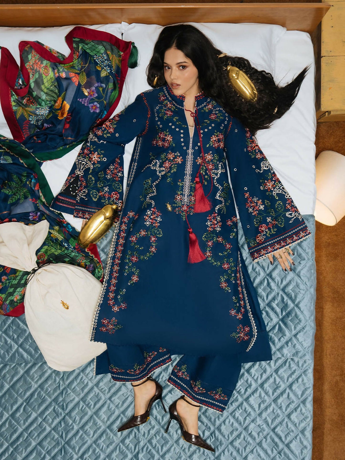 Jugnu by Hussain Rehar The Reserved View SS/Edit I Cotton Embroidered Unstitched 3-Piece Suit-Peroz