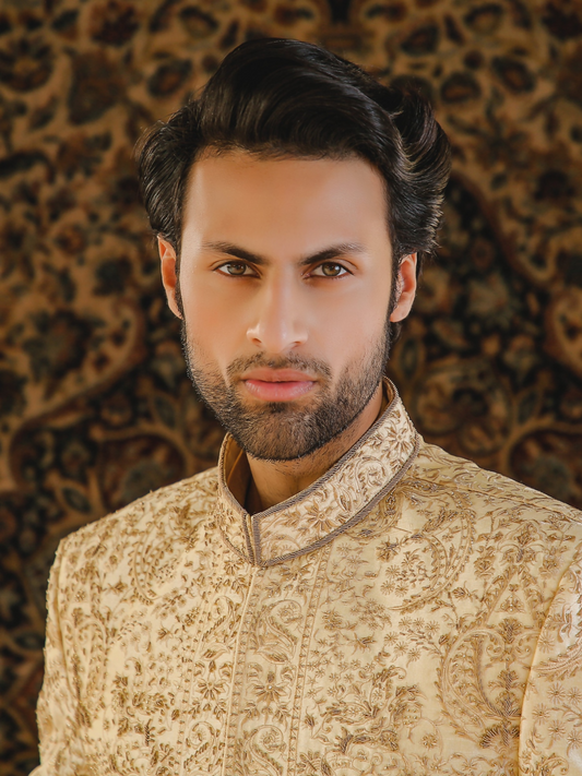 Gem Garments The Sartorial Edit Raw Silk Embellished Sherwani-Xerxes