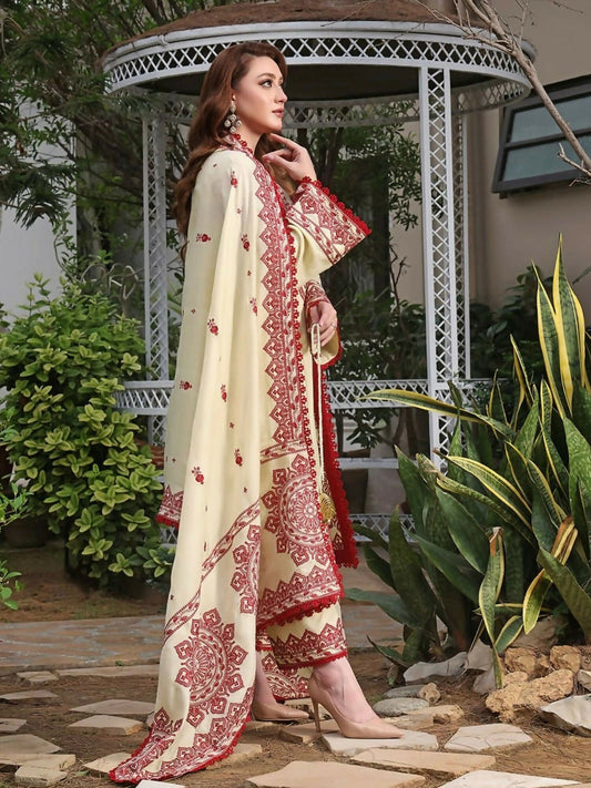 Zeephire Dhanak Embroidered Stitched 3-Piece Suit-Abira