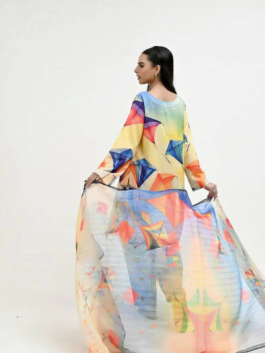 Imran Aftab Basant Mela Raw Silk Printed Stitched 3-Piece Suit-IARP 08