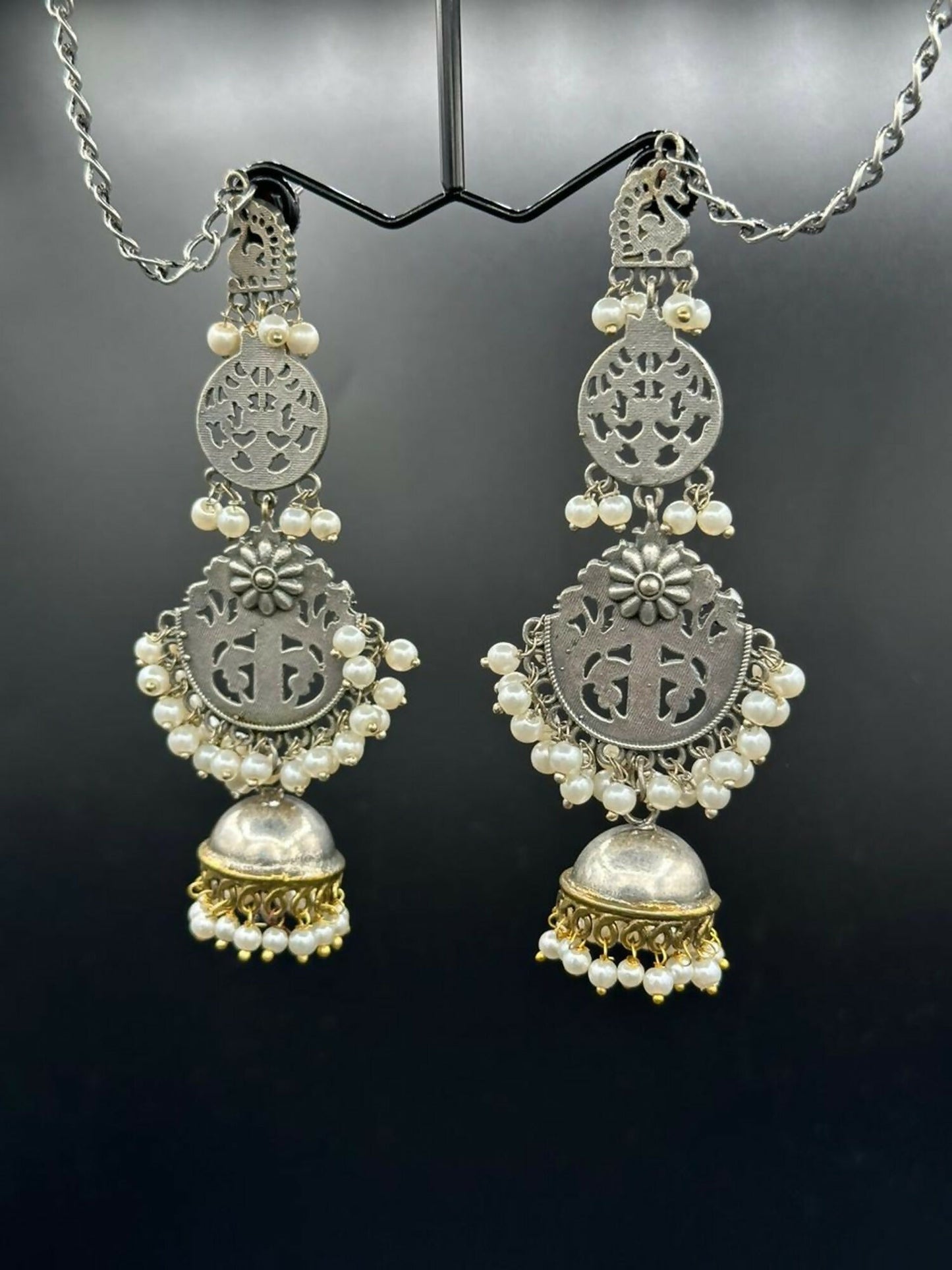 H&A Jewellery Handmade Brass Oxidized Jhumka With Sahara