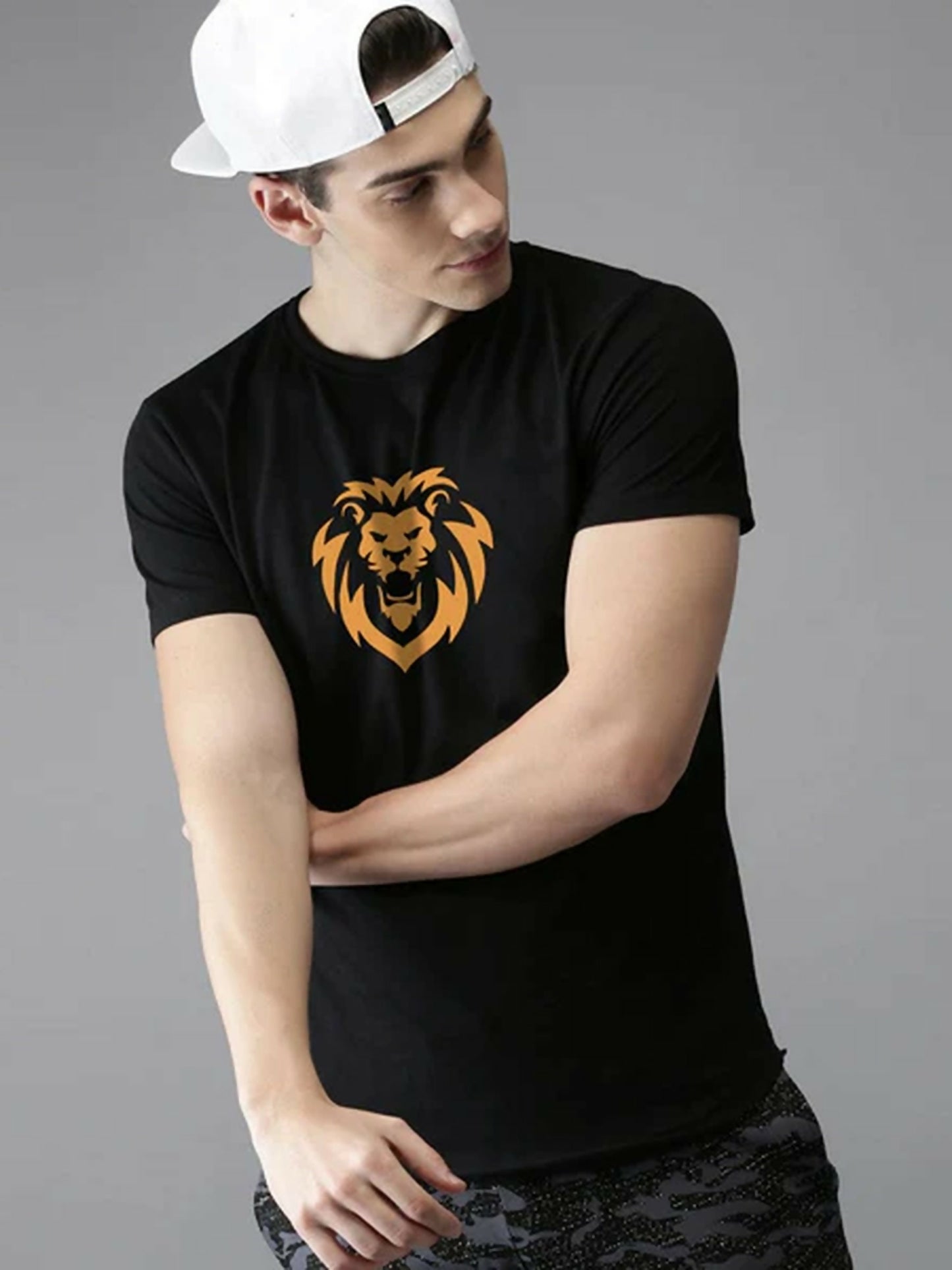 Black ,Grey Red Green, Yellow , Blue, Maroon Jupiter Printed Golden Roar Tee-Shirt-12358