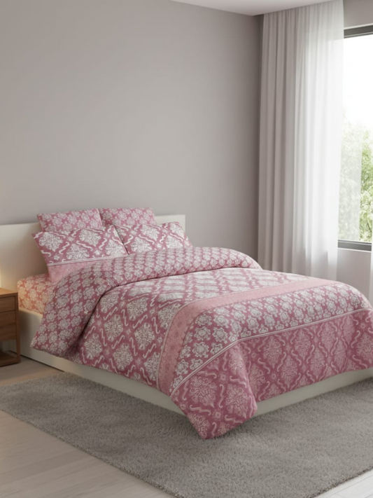 Salonika Printed 3 Piece King Bedsheet Set-155