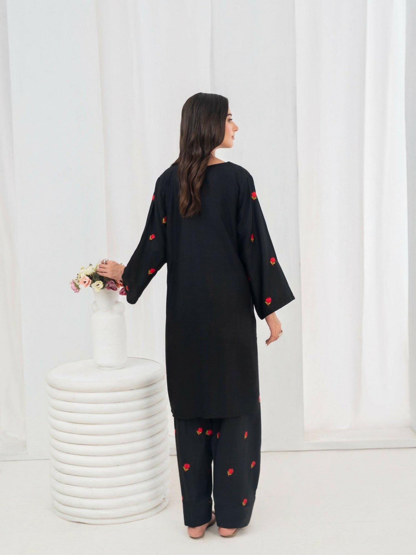 Stylish Collection Allure Linen Embroidered Stitched 2-Piece Suit-Petal