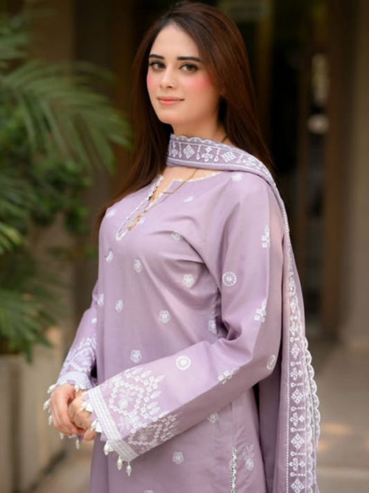 Tawakal Closet Cotton Embroidered Stitched 3-Piece Suit-Sarah
