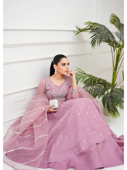 Allure By IH Lehr Chiffon Embroidered Lehenga-Mystic