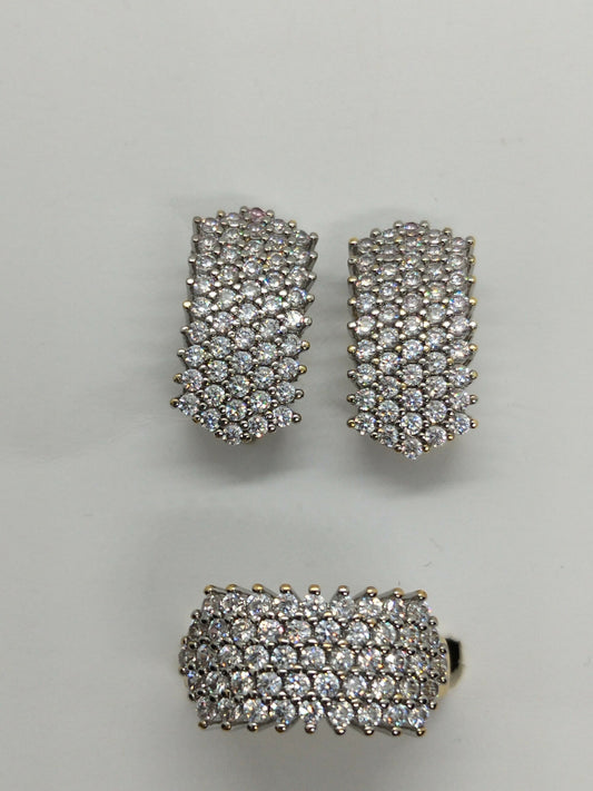 H&A Jewellery Dual Tone Stud Earrings and Ring Set