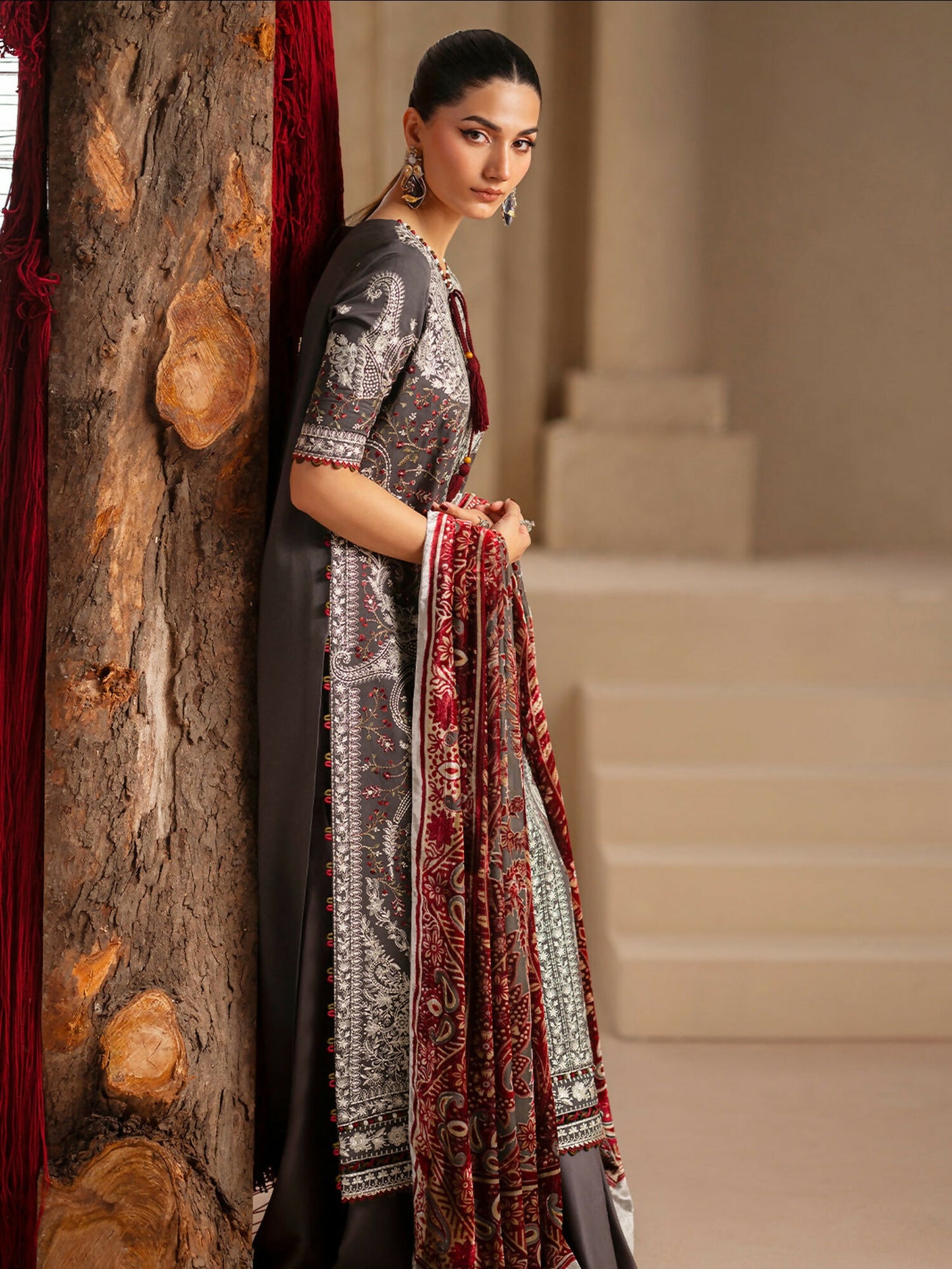 Binilyas Saqqara Kotrai Embroidered Unstitched 3-Piece Suit-161-A