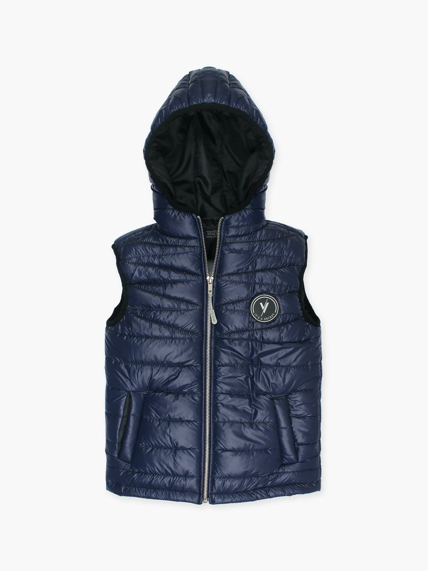 Velvour Polyester Sleeveless Hooded Puffer Jacket-VJ72-B