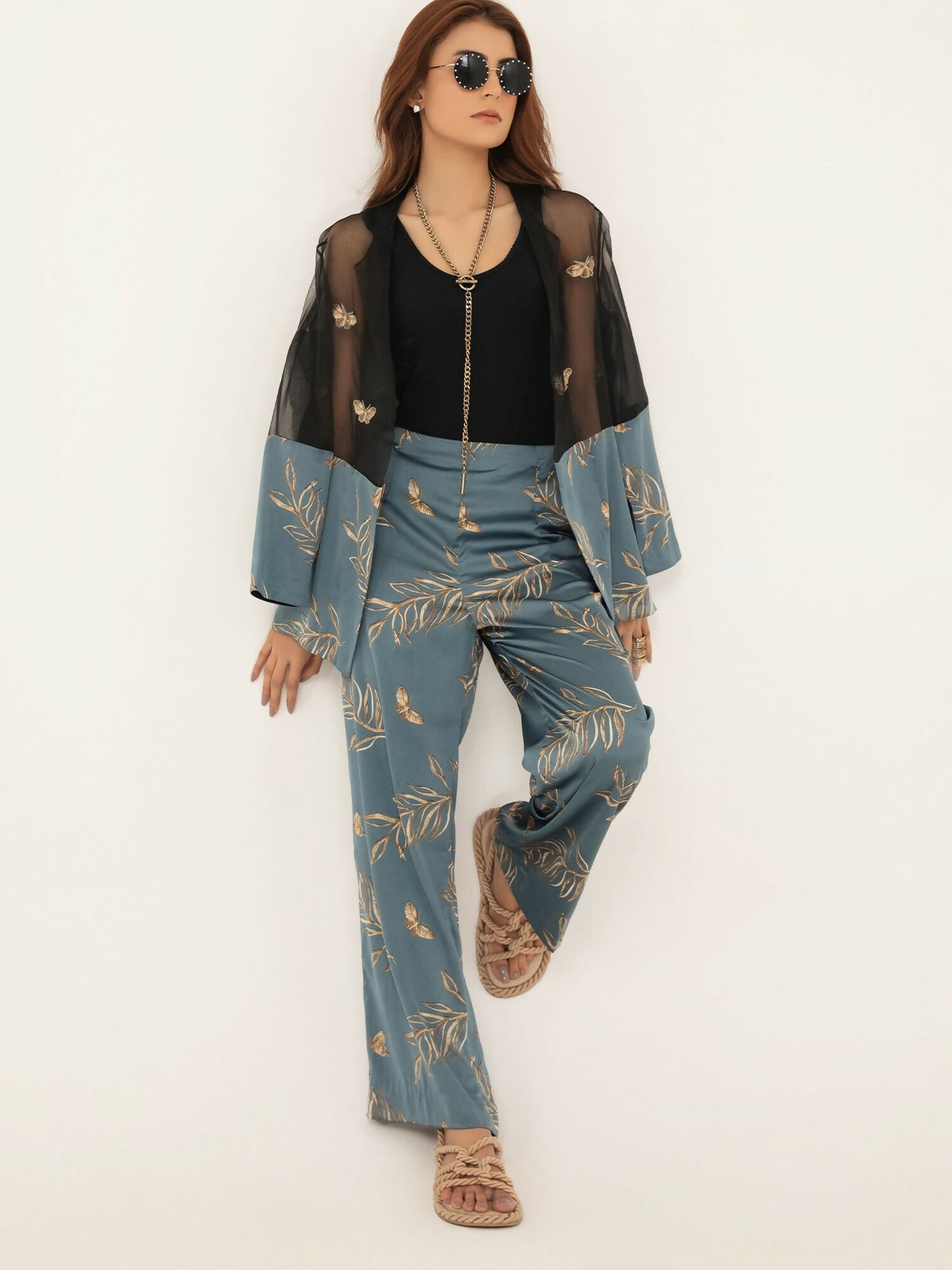 Shiza Hassan SH West Blended Silk Printed Co-Ord Set-Ciel