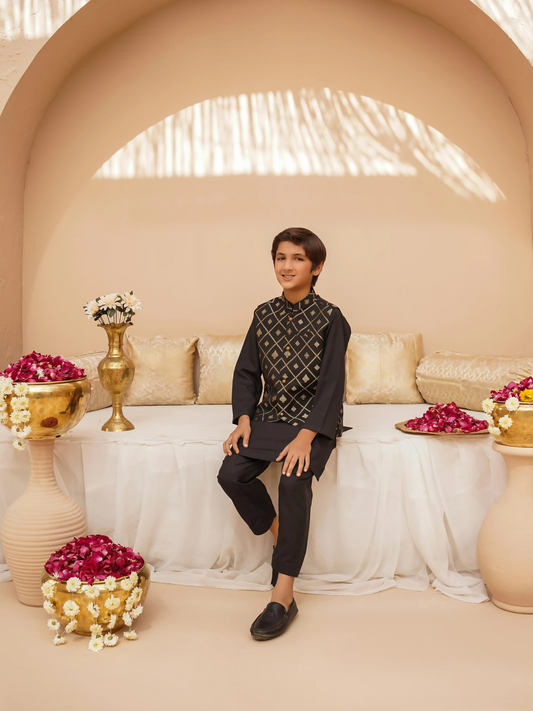 Kidoz Kloset Wash & Wear Kurta Pajama-Midnight Luxe-Boy