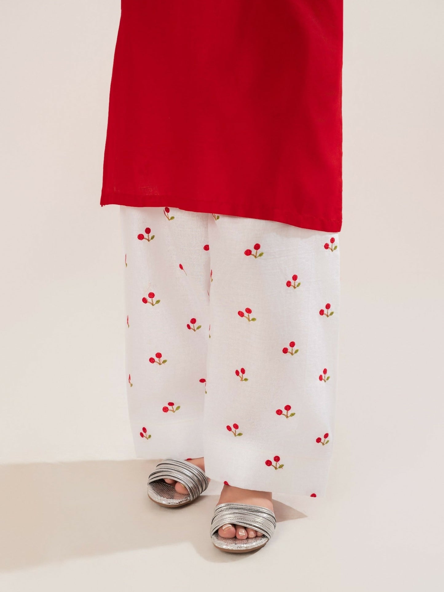 Stylish Collection Luxe Edit Cotton Embroidered Stitched 2-Piece Suit-Cherry Red