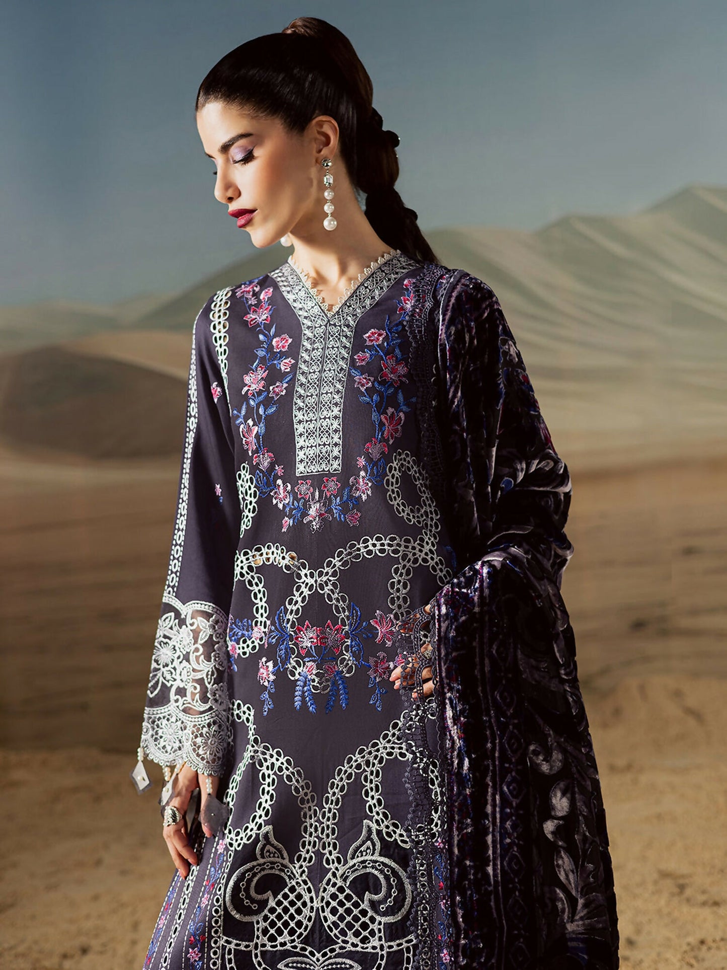 Mahnur Amelia Kotrai Embroidered Stitched 3-Piece Suit-CK-005