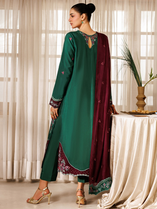 Panache Apparel Noore Eid Edit Raw Silk Embroidered Stitched Suit-Neelofer