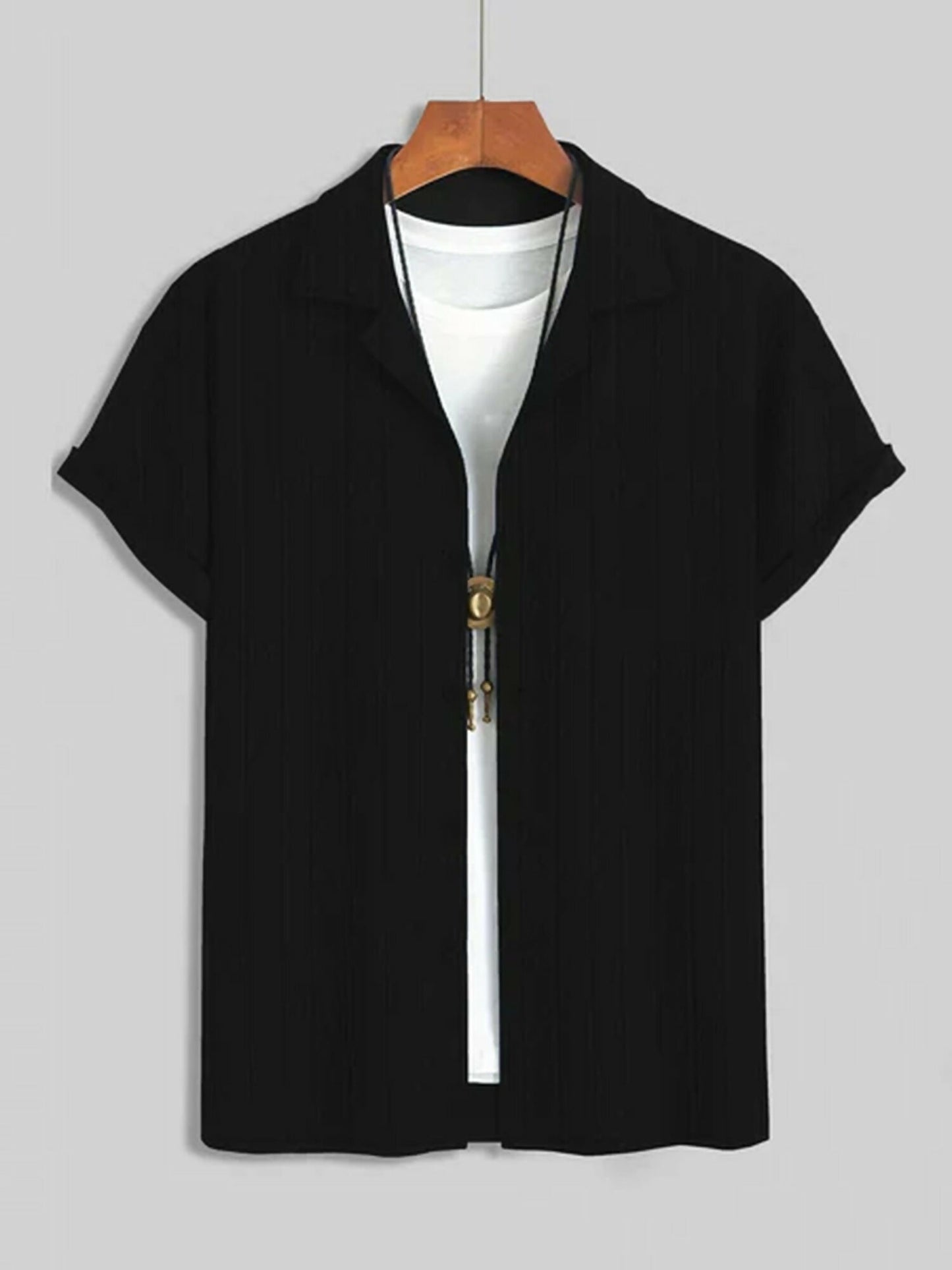 Jupiter Plain Knitwear Lapel Collar Button Shirt-15153