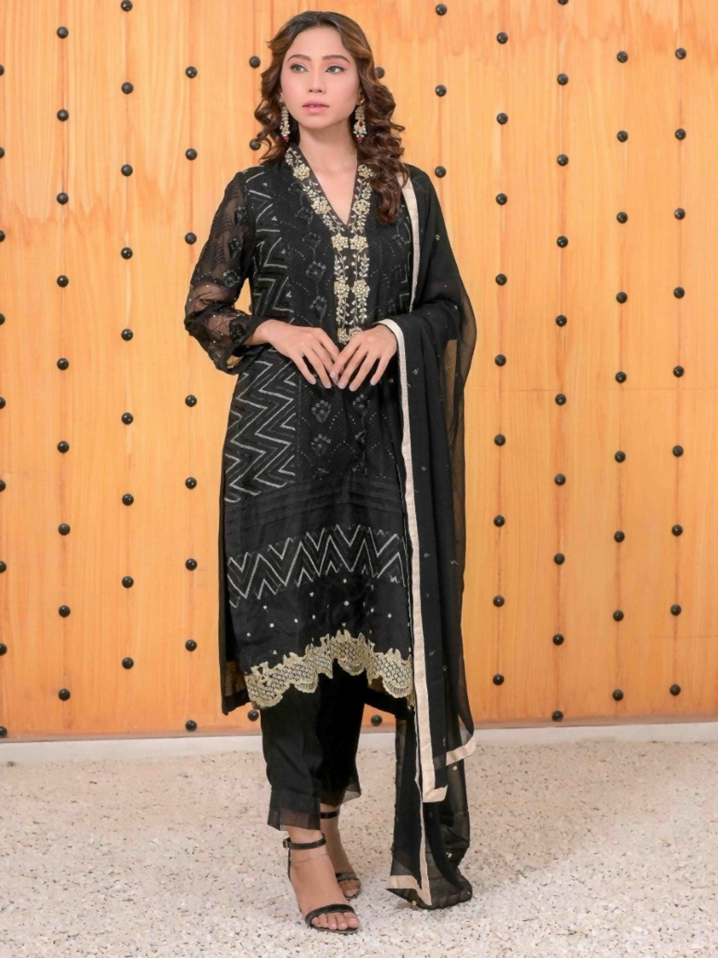 Ruby's Couture Ashiyana Organza Embroidered Stitched 3-Piece Suit-Sufi