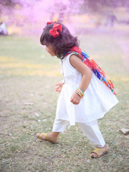 Kidoz Kloset Cotton Printed Stitched 3-Piece Suit-White Candy-Cotton Casual