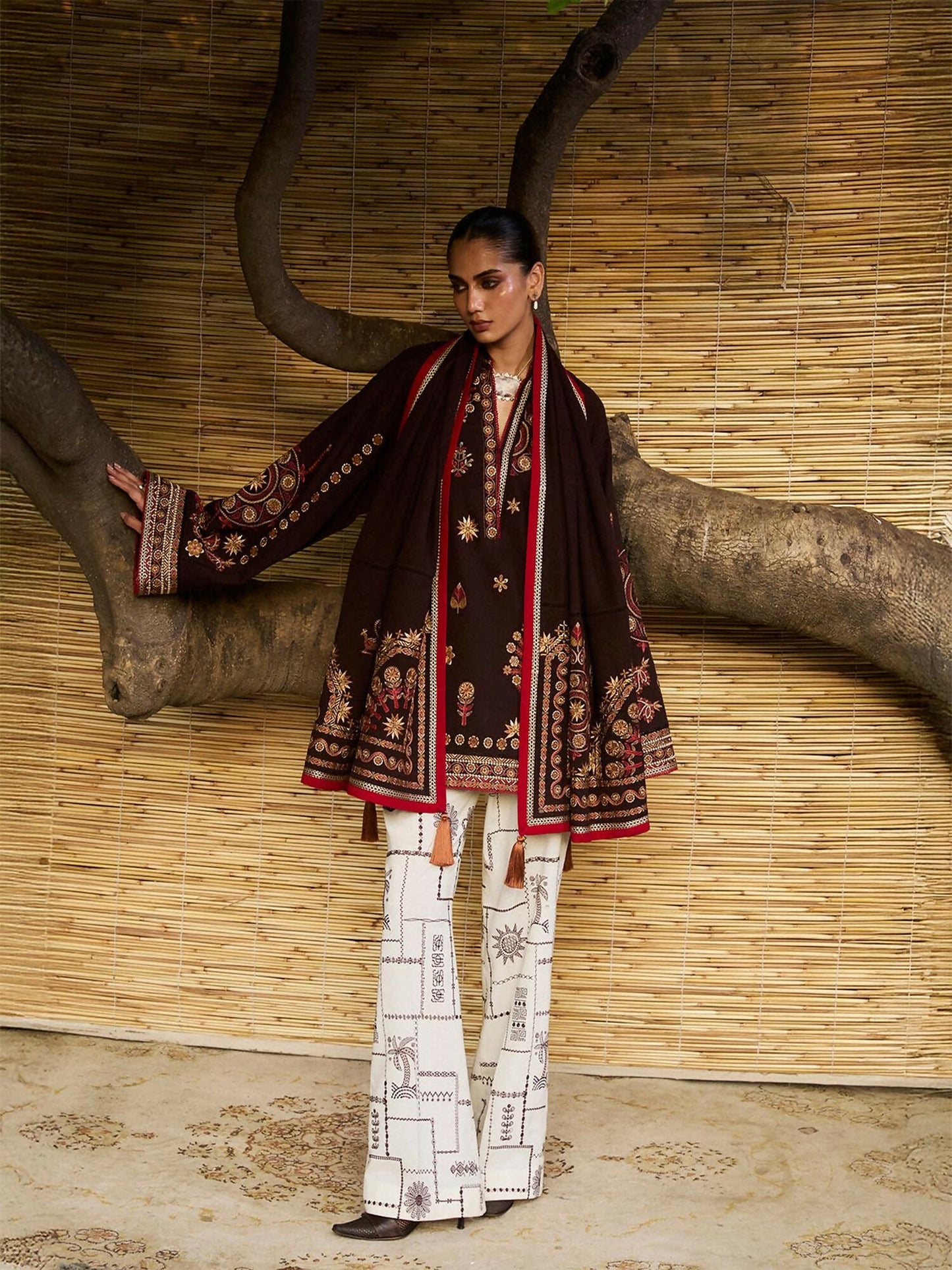 Jugnu By Hussain Rehar AW 25 - Edit I Karandi Embroidered Stitched 2-Piece Suit-Bhumi