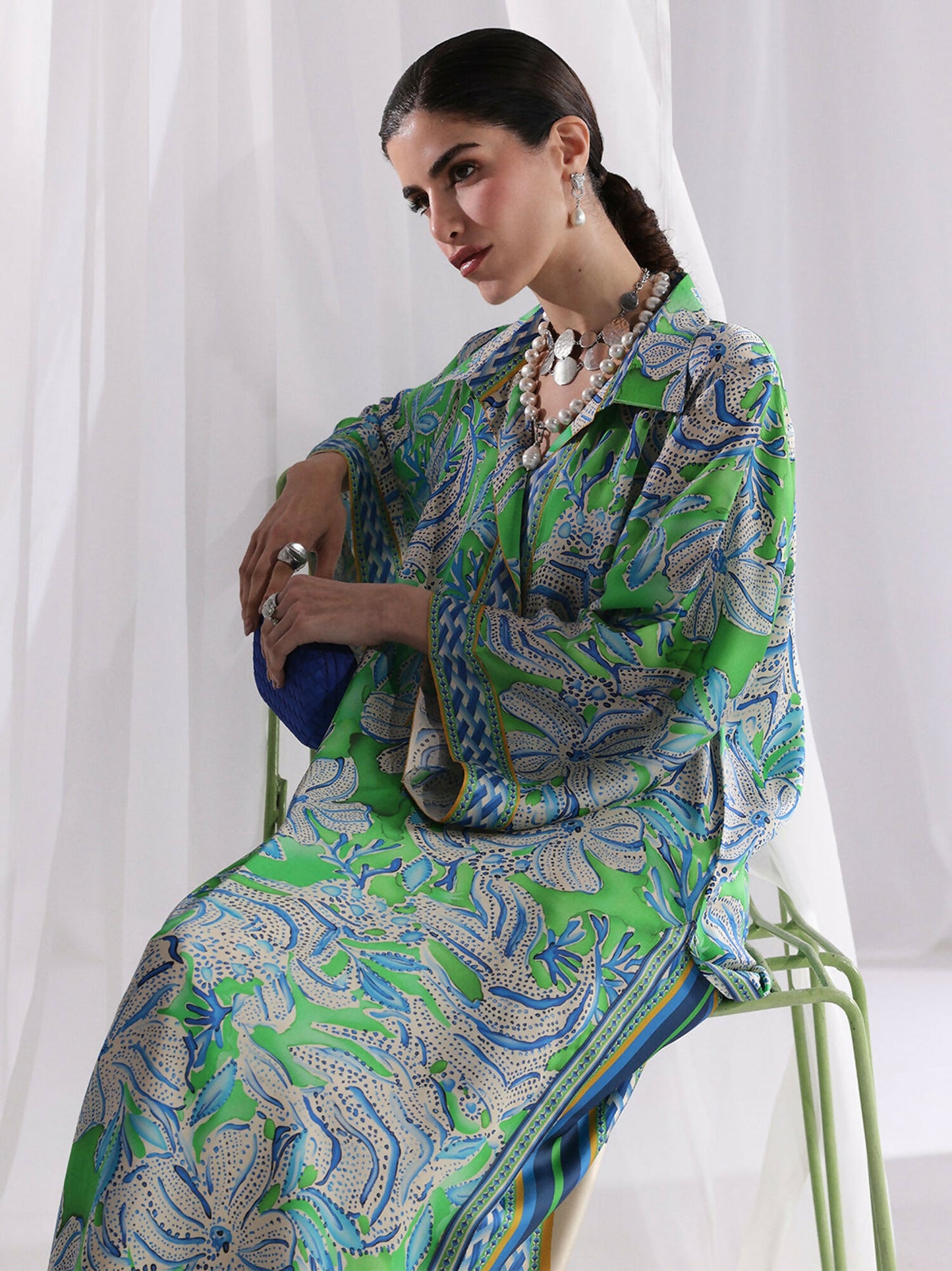 Binilyas Silk Digital Printed Co-Ord Set-30091