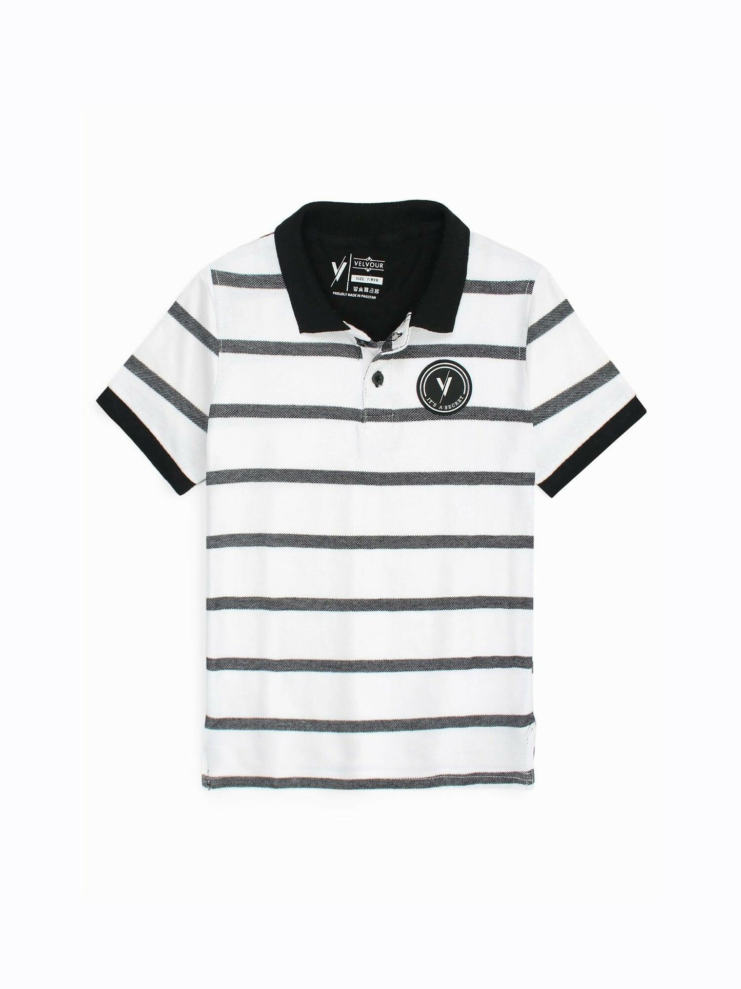 Simple boys’ summer polo shirt with half sleeves, breathable piqué fabric, contrast tipping on the collar, and subtle embroidered branding – perfect for daily comfort.
