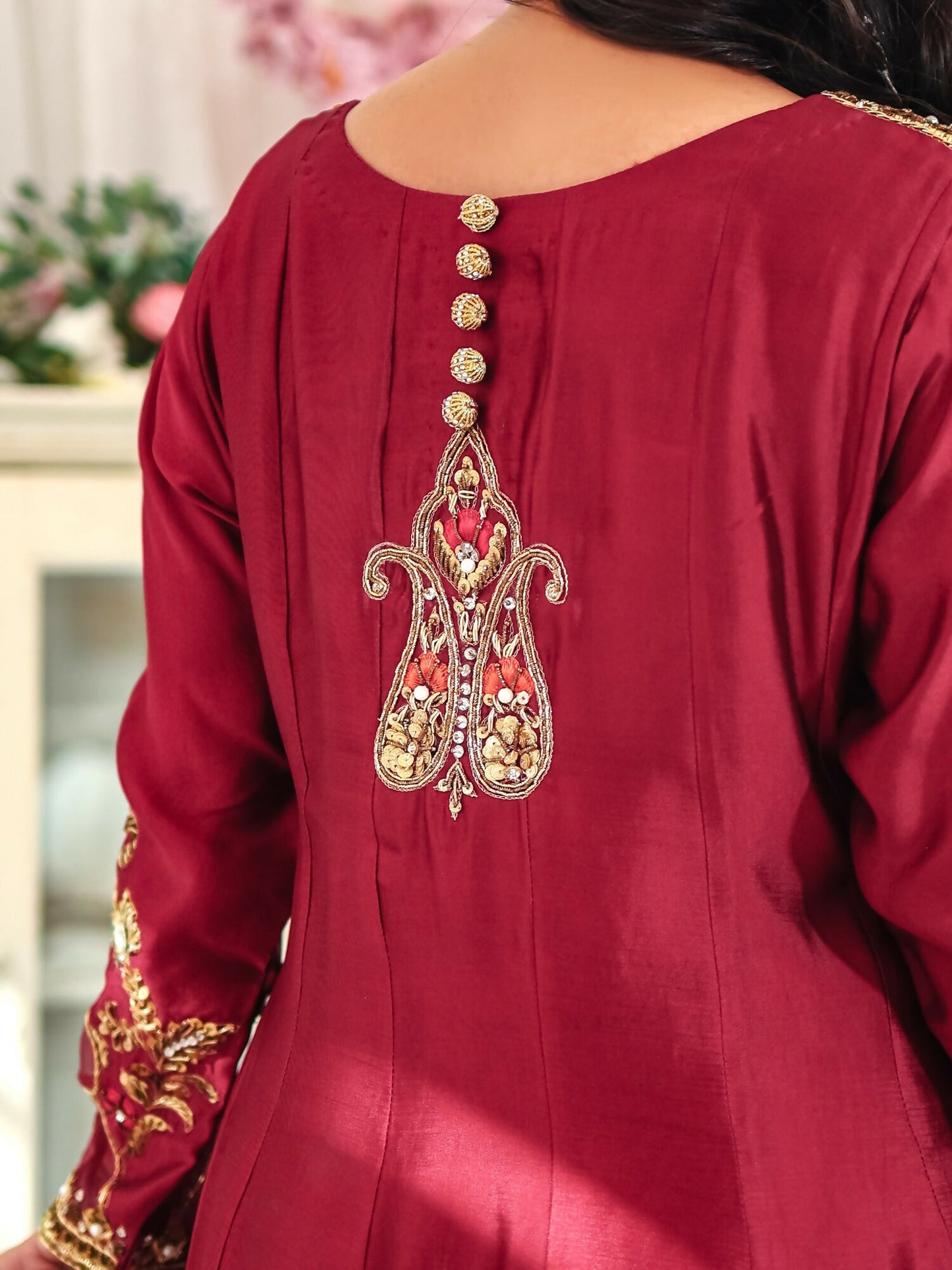 Farooq Hameed Studio Wedding Festive'25 Pure Glass Silk Embroidered Stitched 3-Piece Suit-Zelea