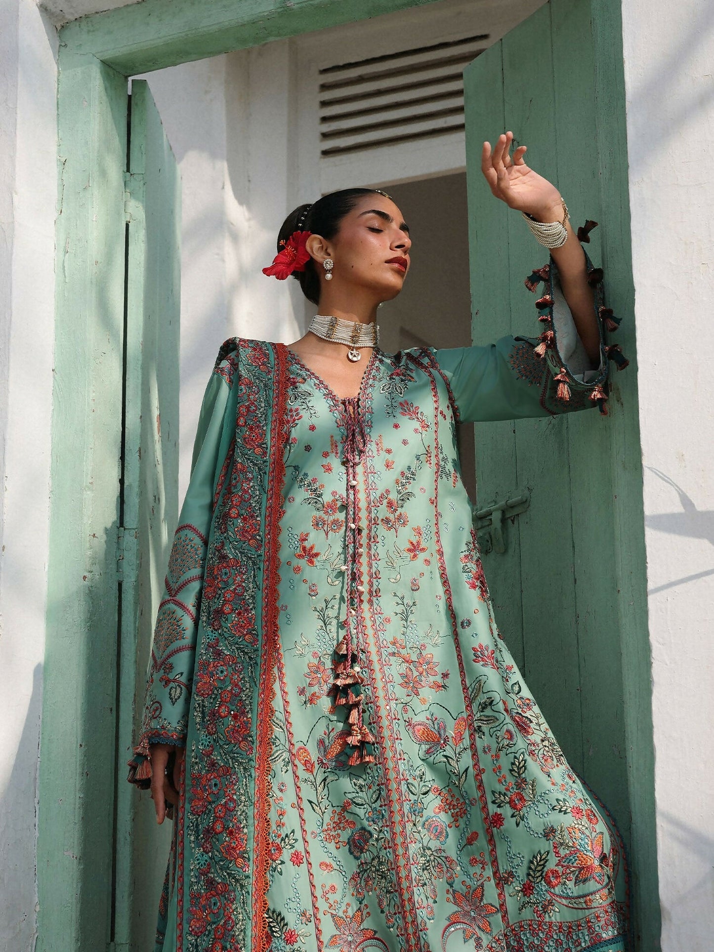 Hussain Rehar Luxury Lawn'26 Eid Edit Embroidered Unstitched 3-Piece Suit-Verdant