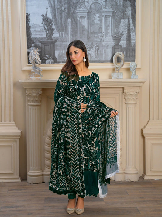 Noori Palachi Embossed Printed Unstitched 3-Piece Suit