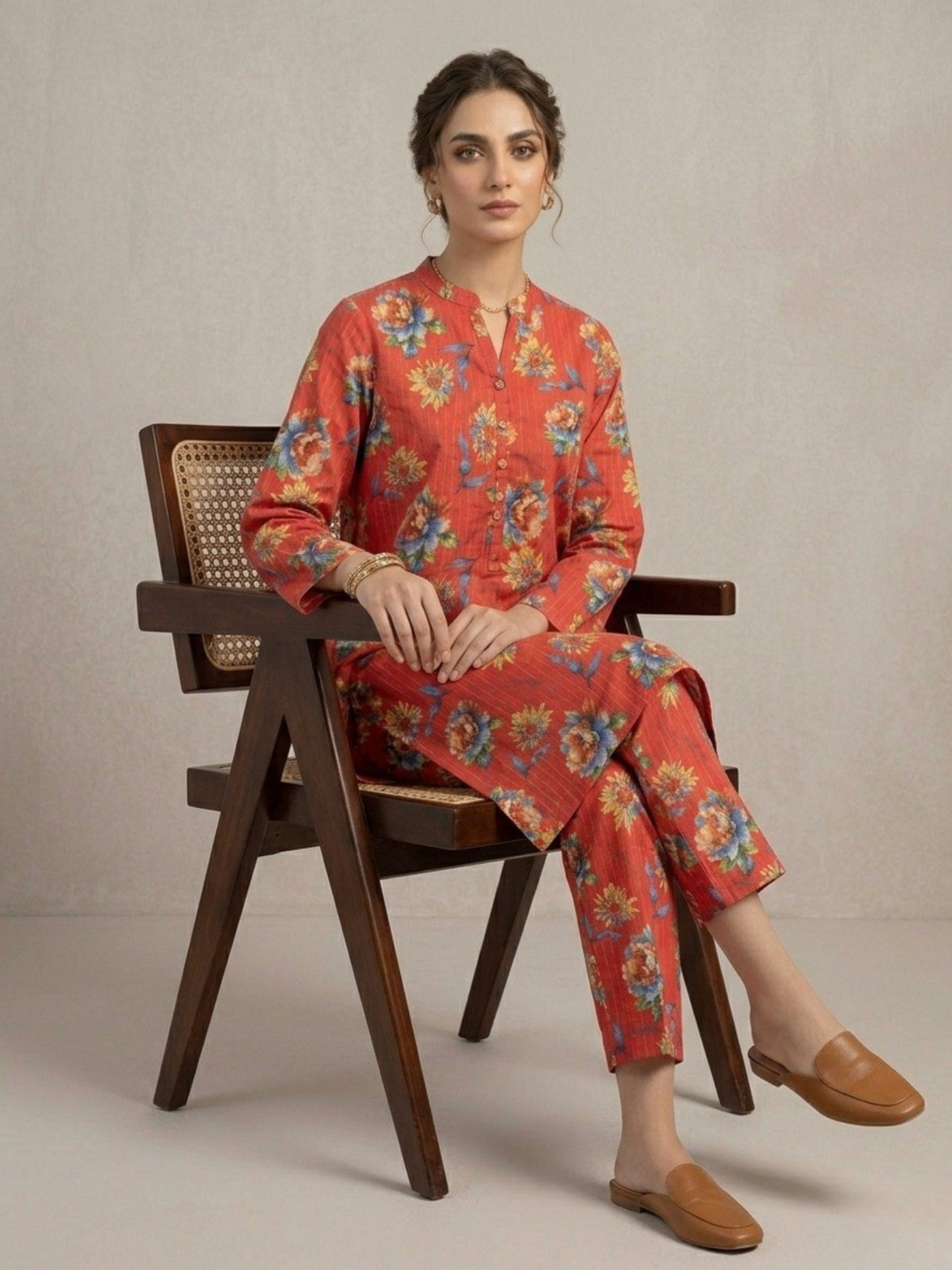 Red Bin Shaukat Lawn Printed Unstitched 2-Piece Suit