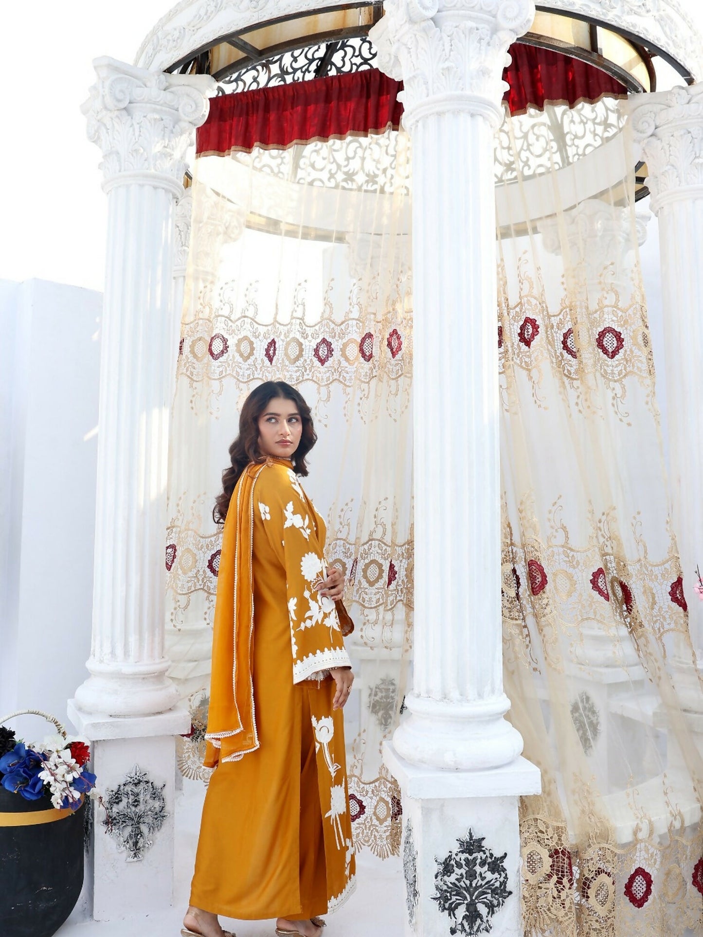 RB Pret & Couture Linen Embroidered Stitched 3-Piece Suit-02