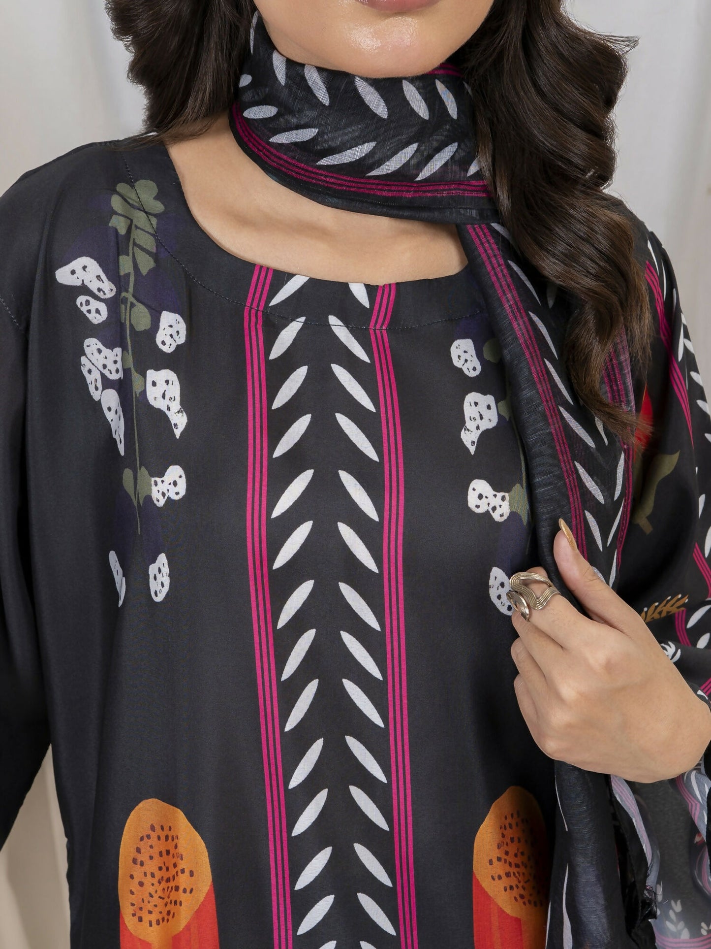 Stylish Collection Lawn Printed Stitched 3-Piece Suit-Rukhsar Black