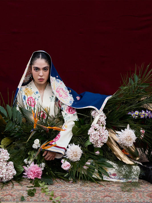 Jugnu By Hussain Rehar AW 25 - Edit I Karandi Embroidered Scarf-Gulnar