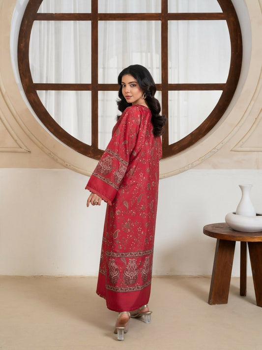 Stylish Collection Amaya Pret Silk Grip Printed Stitched 2-Piece Suit-Morni Maroon