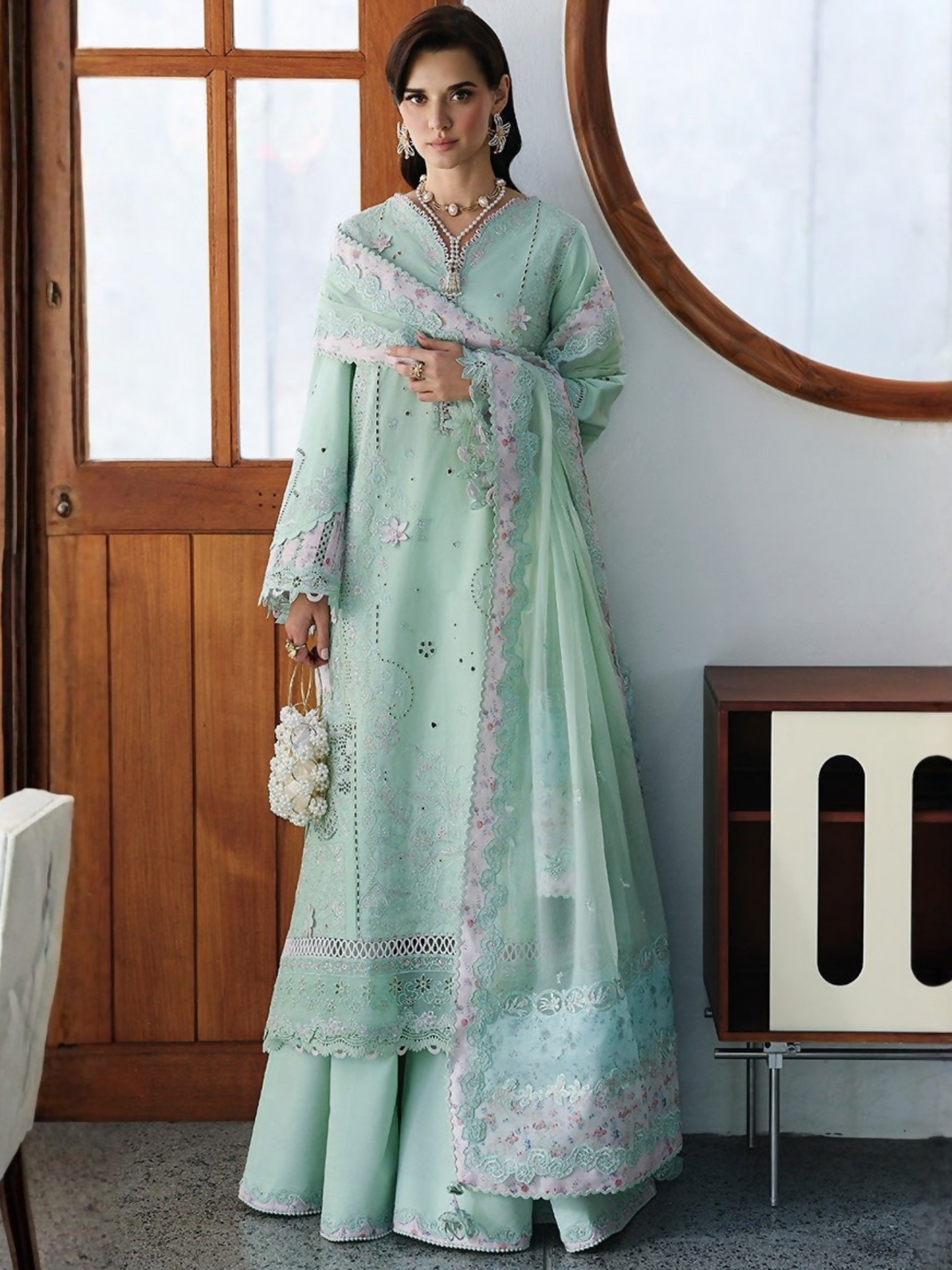 Qalamkar Chikankari Eid Edit'26 Lawn Embroidered Unstitched 3-Piece Suit-CM-08 Seren