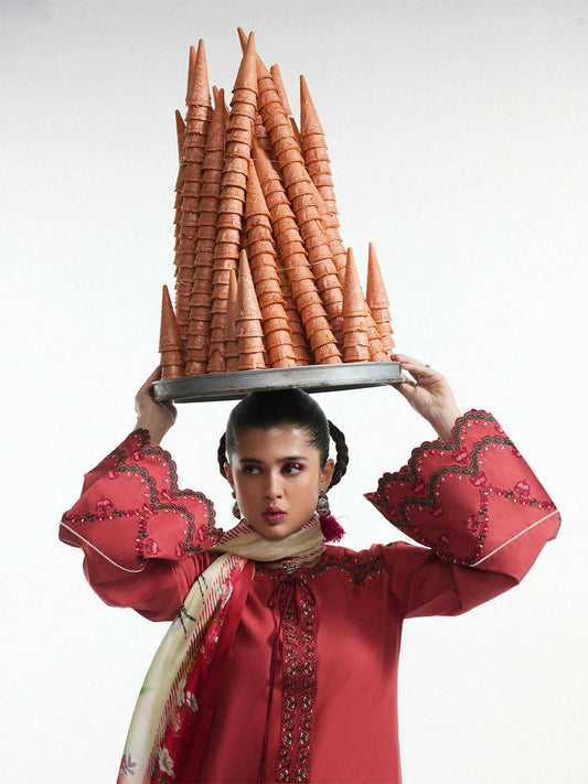 Jugnu by Hussain Rehar Silk Printed Scarf-Diya