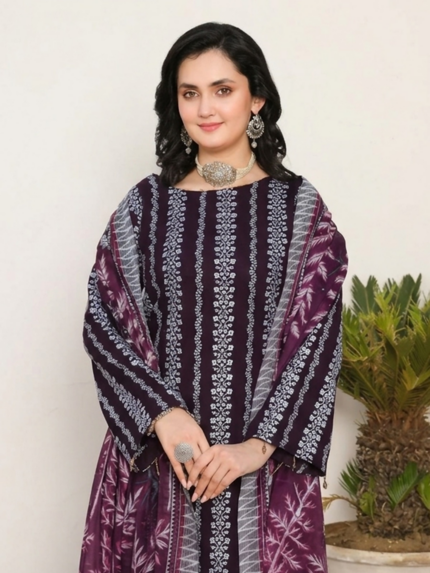 Dr.Haris Vogue Slub Linen Embroidered Chikankari Unstitched 3-Piece Suit-D01-Blue