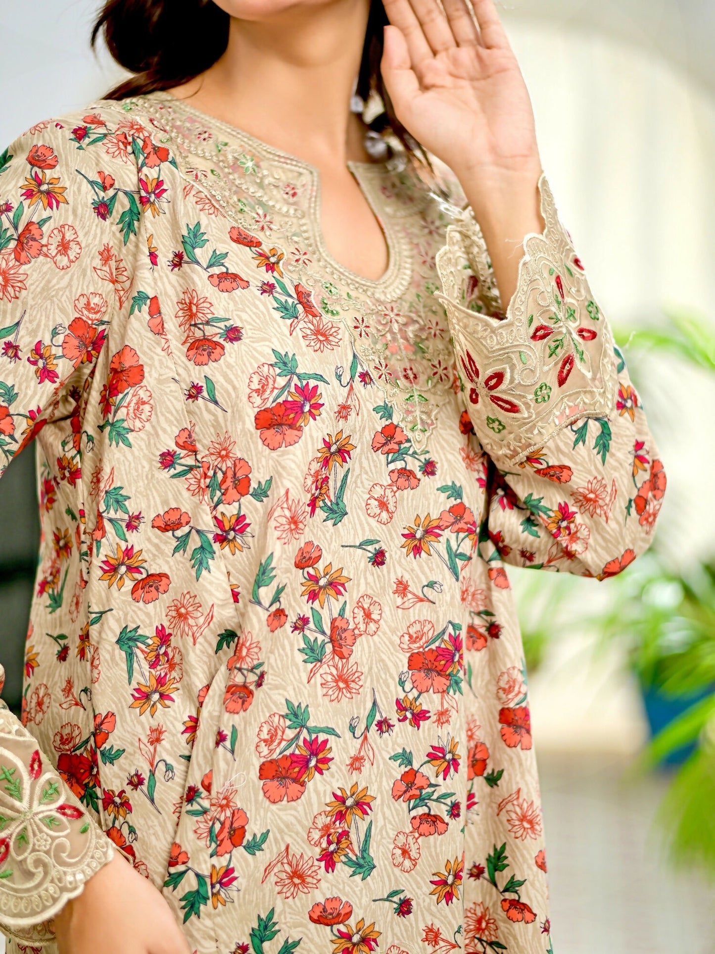 MAK Fashion Lawn Embroidered Stitched 2-Piece Suit-Rosy Dusk