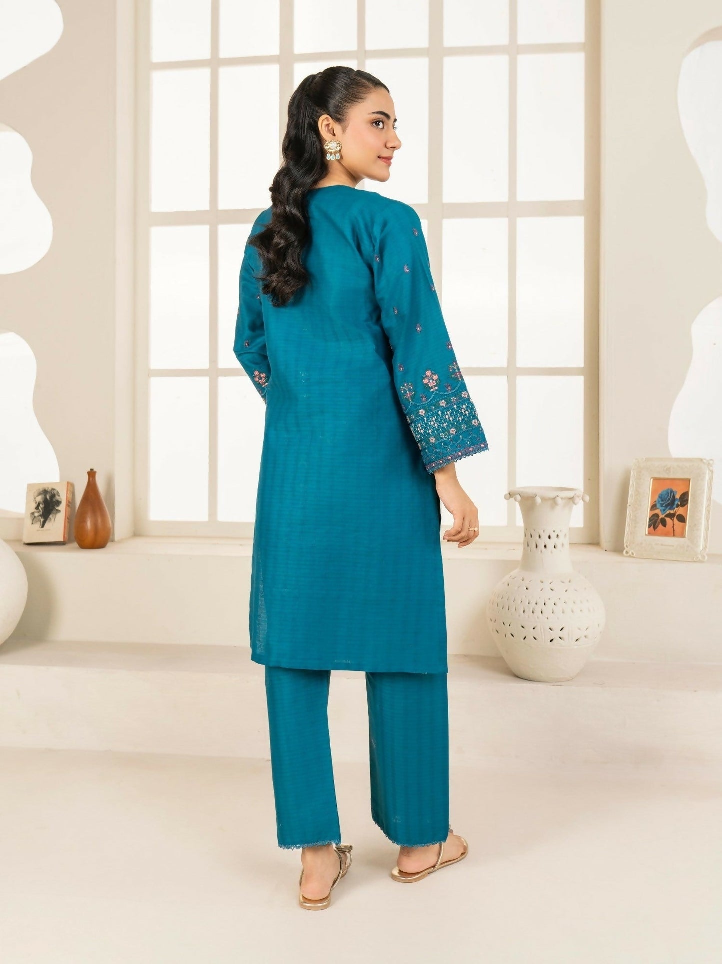 Stylish Collection Aaraish Cotton Embroidered Stitched 2-Piece Suit-Neelum Zinc