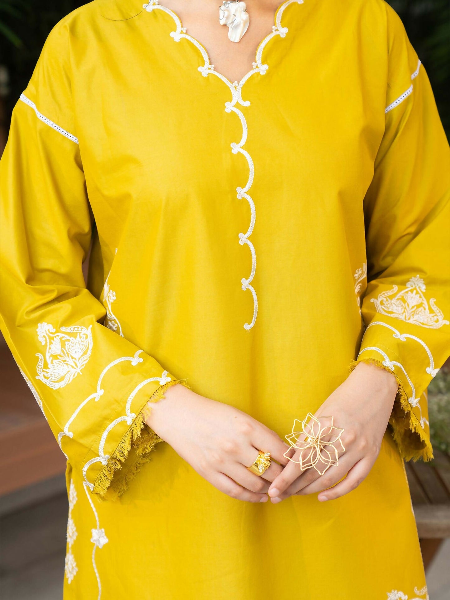 Panache Apparel Solid Story Cotton Lawn Embroidered Stitched Suit-Orah